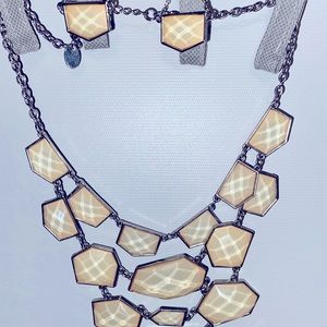 Blush/tan chandelier necklace and earrings set